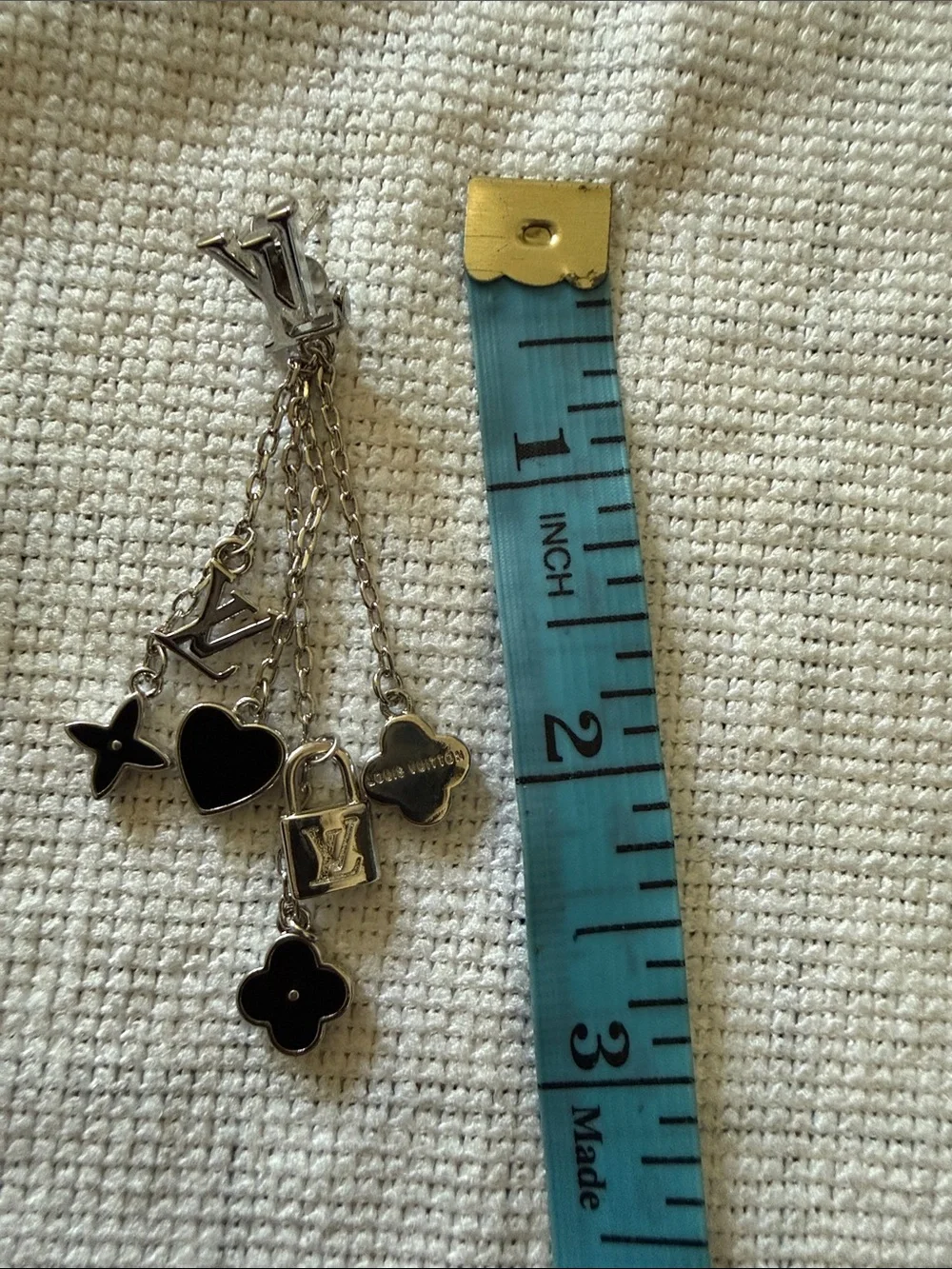Louis Vuitton Monogram Sweet Black Enamel Silver Charm Dangle Drop Earrings
